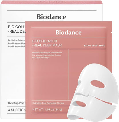Bio-Collagen Real Deep Mask | Korean Hydrogel Sheet Mask | Pack of 4